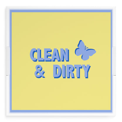 Canasta Clean and Dirty Blue Butter 18X18 Acrylic Tray - nicolettemayer.com 