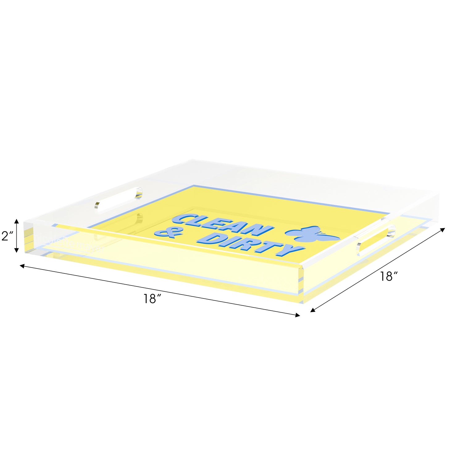 Canasta Clean and Dirty Blue Butter 18X18 Acrylic Tray - nicolettemayer.com 