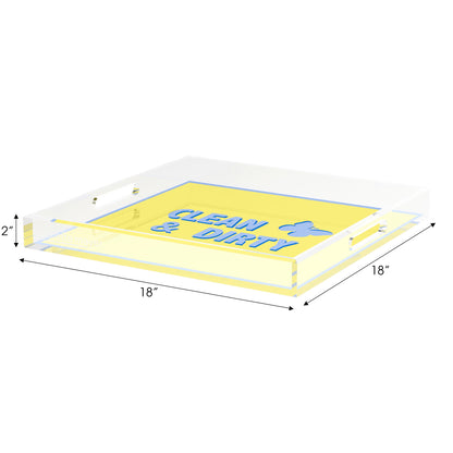 Canasta Clean and Dirty Blue Butter 18X18 Acrylic Tray - nicolettemayer.com 