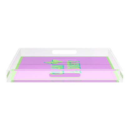 Canasta Clean and Dirty Lime Lilac 18X18 Acrylic Tray - nicolettemayer.com 