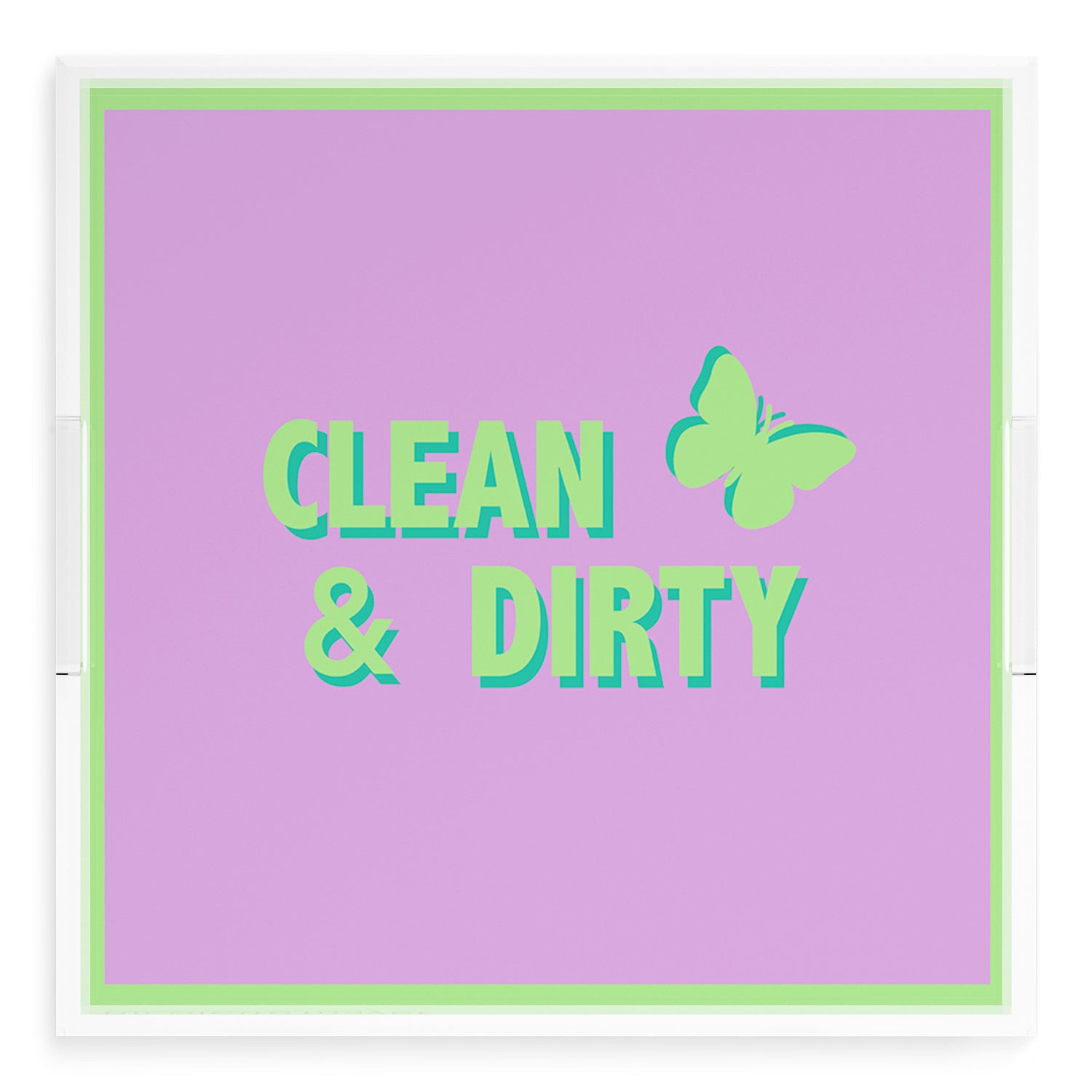 Canasta Clean and Dirty Lime Lilac 18X18 Acrylic Tray - nicolettemayer.com 