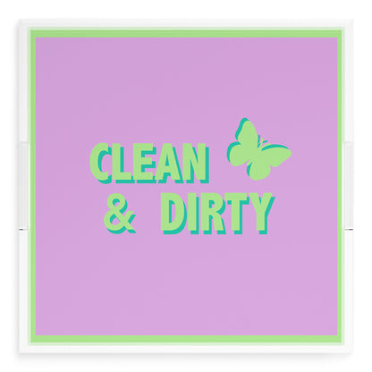 Canasta Clean and Dirty Lime Lilac 18X18 Acrylic Tray - nicolettemayer.com 