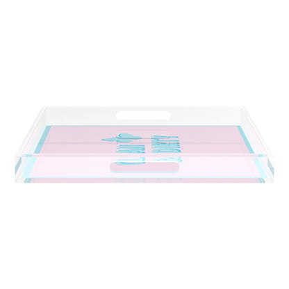 Canasta Clean and Dirty Pale Pink Blue 18X18 Acrylic Tray - nicolettemayer.com 