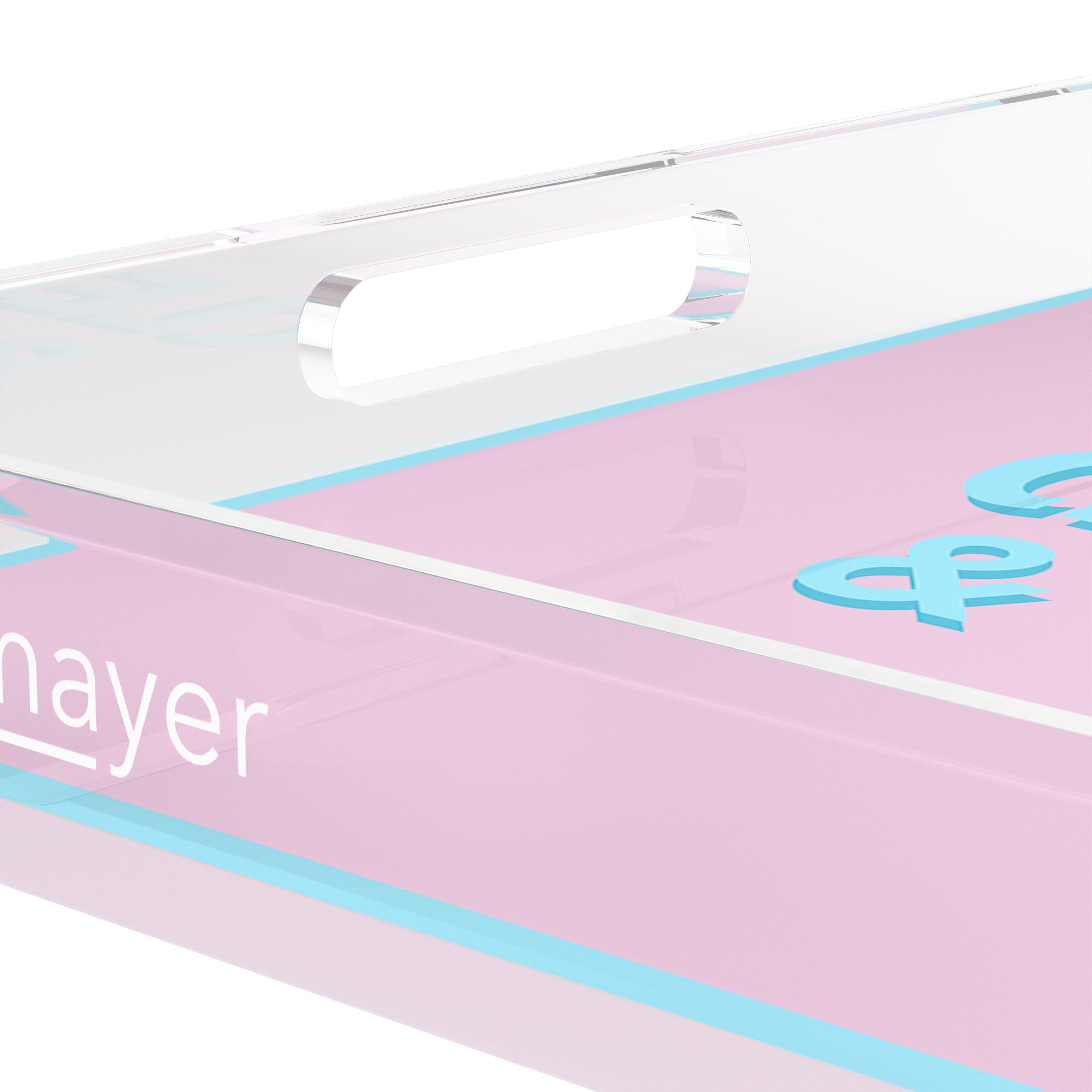 Canasta Clean and Dirty Pale Pink Blue 18X18 Acrylic Tray - nicolettemayer.com 