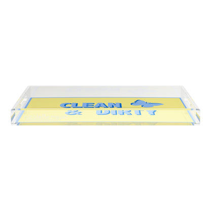 Canasta Clean and Dirty Blue Butter 22.5x14.5 Acrylic Tray - nicolettemayer.com 