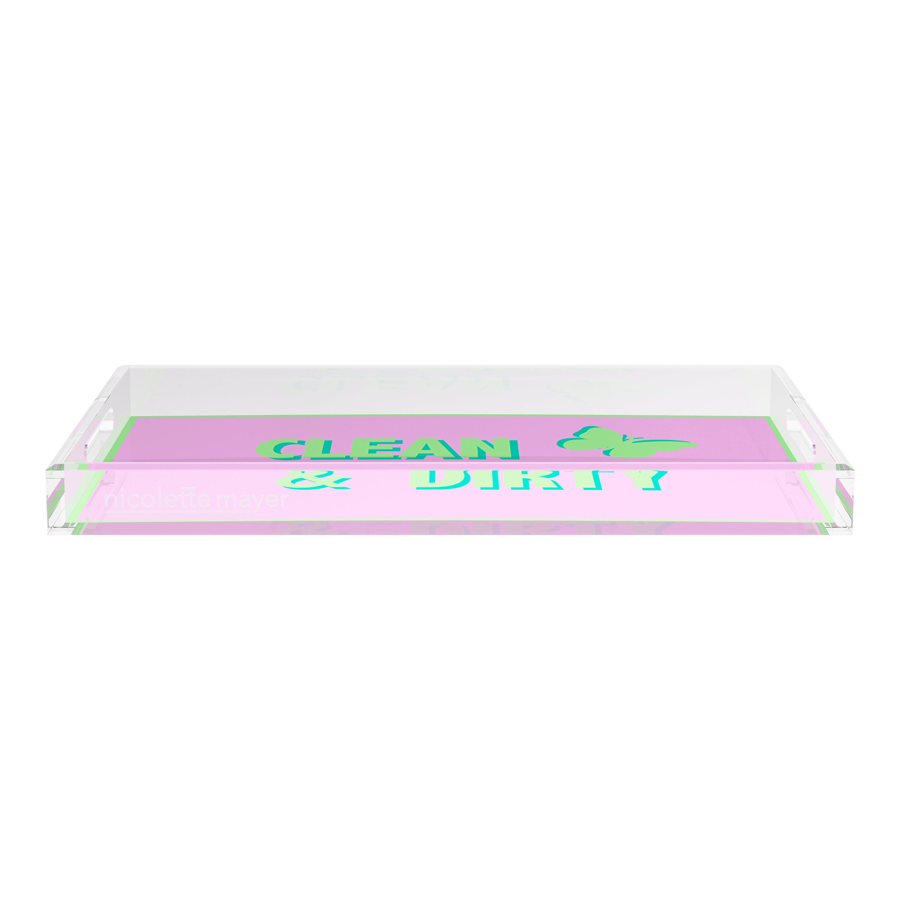 Canasta Clean and Dirty Lime Lilac 22.5x14.5 Acrylic Tray - nicolettemayer.com 