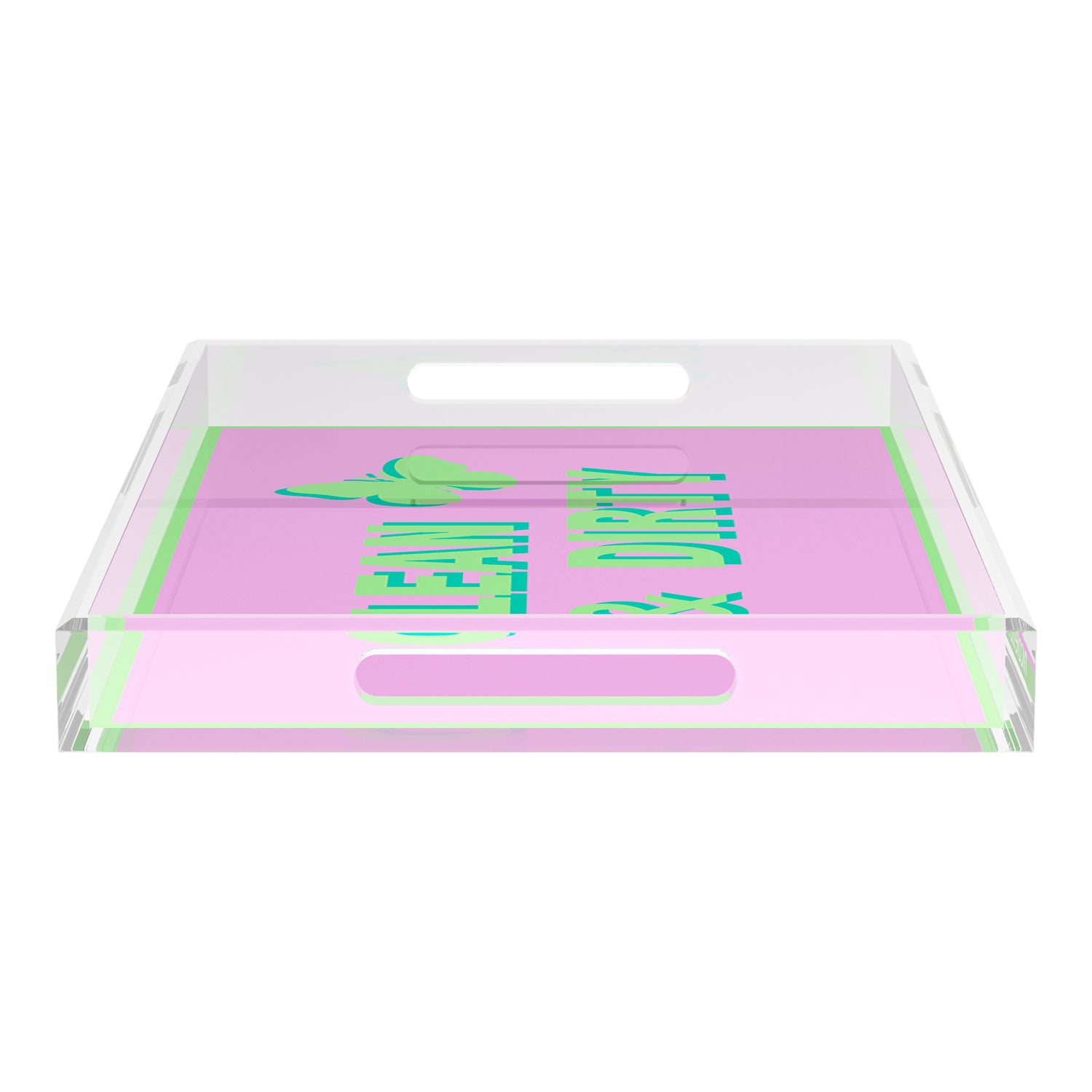 Canasta Clean and Dirty Lime Lilac 22.5x14.5 Acrylic Tray - nicolettemayer.com 