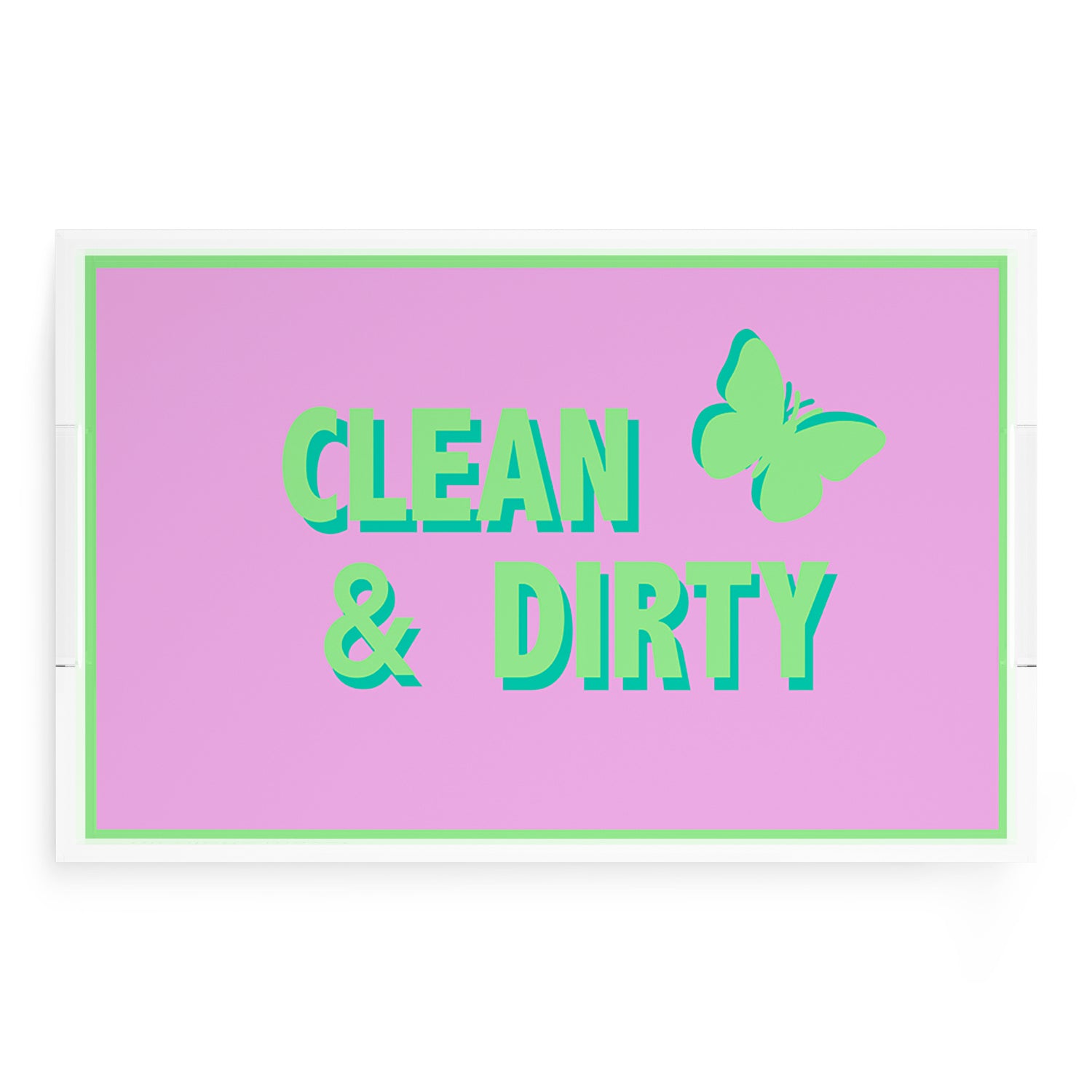 Canasta Clean and Dirty Lime Lilac 22.5x14.5 Acrylic Tray - nicolettemayer.com 