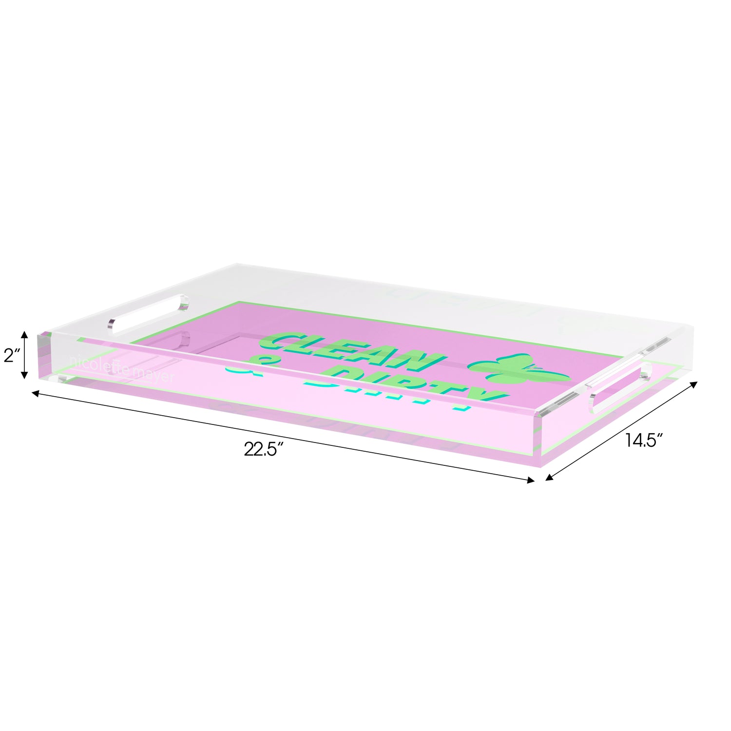 Canasta Clean and Dirty Lime Lilac Set of 3 Acrylic Tray - nicolettemayer.com 