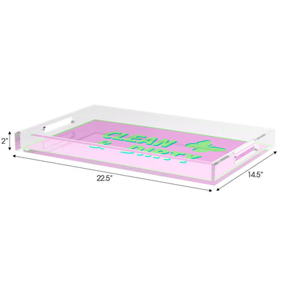 Canasta Clean and Dirty Lime Lilac Set of 3 Acrylic Tray - nicolettemayer.com 