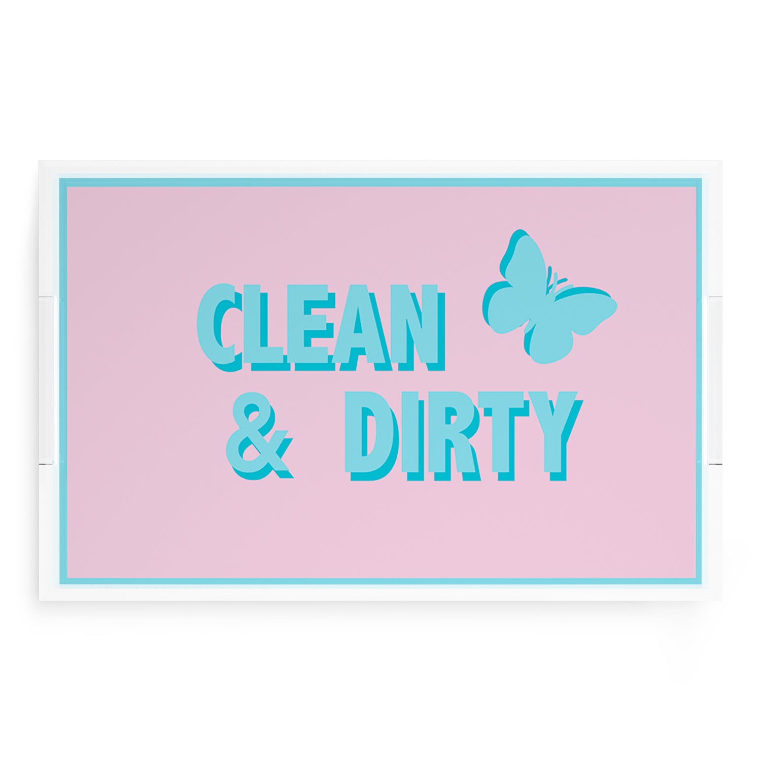 Canasta Clean and Dirty Pale Pink Blue 22.5x14.5 Acrylic Tray - nicolettemayer.com 