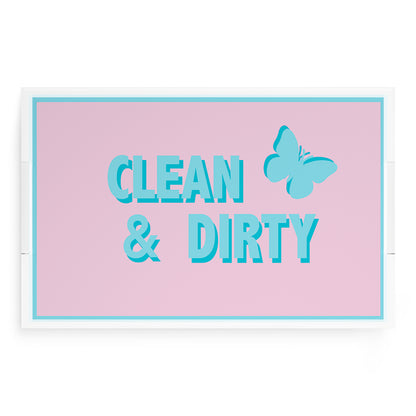Canasta Clean and Dirty Pale Pink Blue 22.5x14.5 Acrylic Tray - nicolettemayer.com 