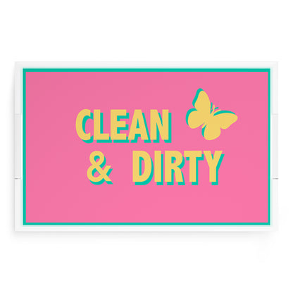 Canasta Clean and Dirty Pink Yellow 22.5x14.5 Acrylic Tray - nicolettemayer.com 