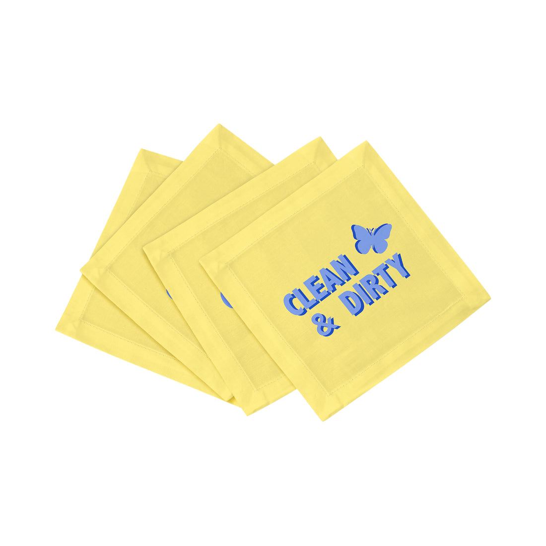 Clean And Dirty Blue Butter Cotton Sateen Cocktail Napkins - nicolettemayer.com