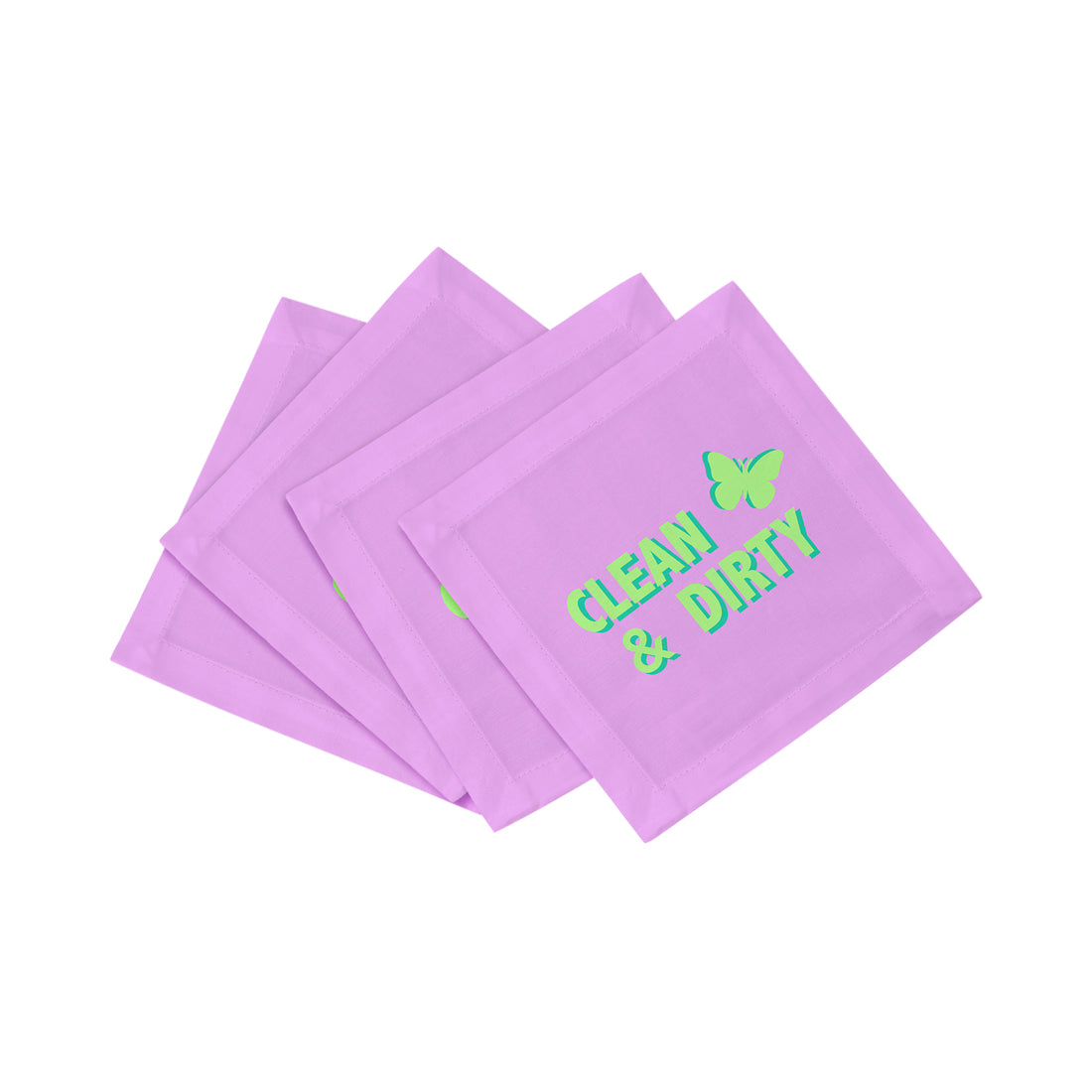 Clean And Dirty Lime Lilac Cotton Sateen Cocktail Napkins - nicolettemayer.com