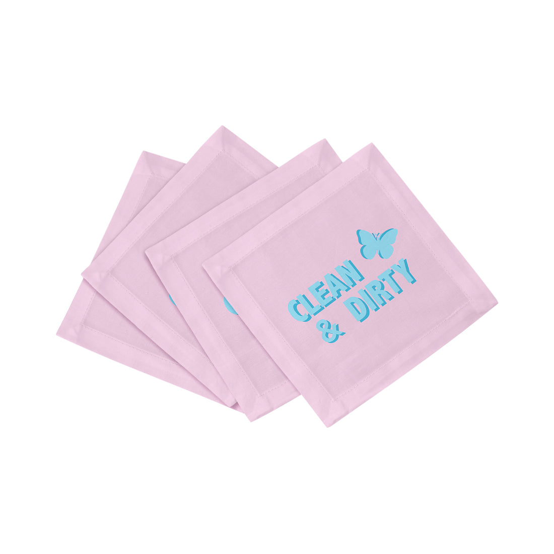 Clean And Dirty Pale Pink Blue Cotton Sateen Cocktail Napkins - nicolettemayer.com