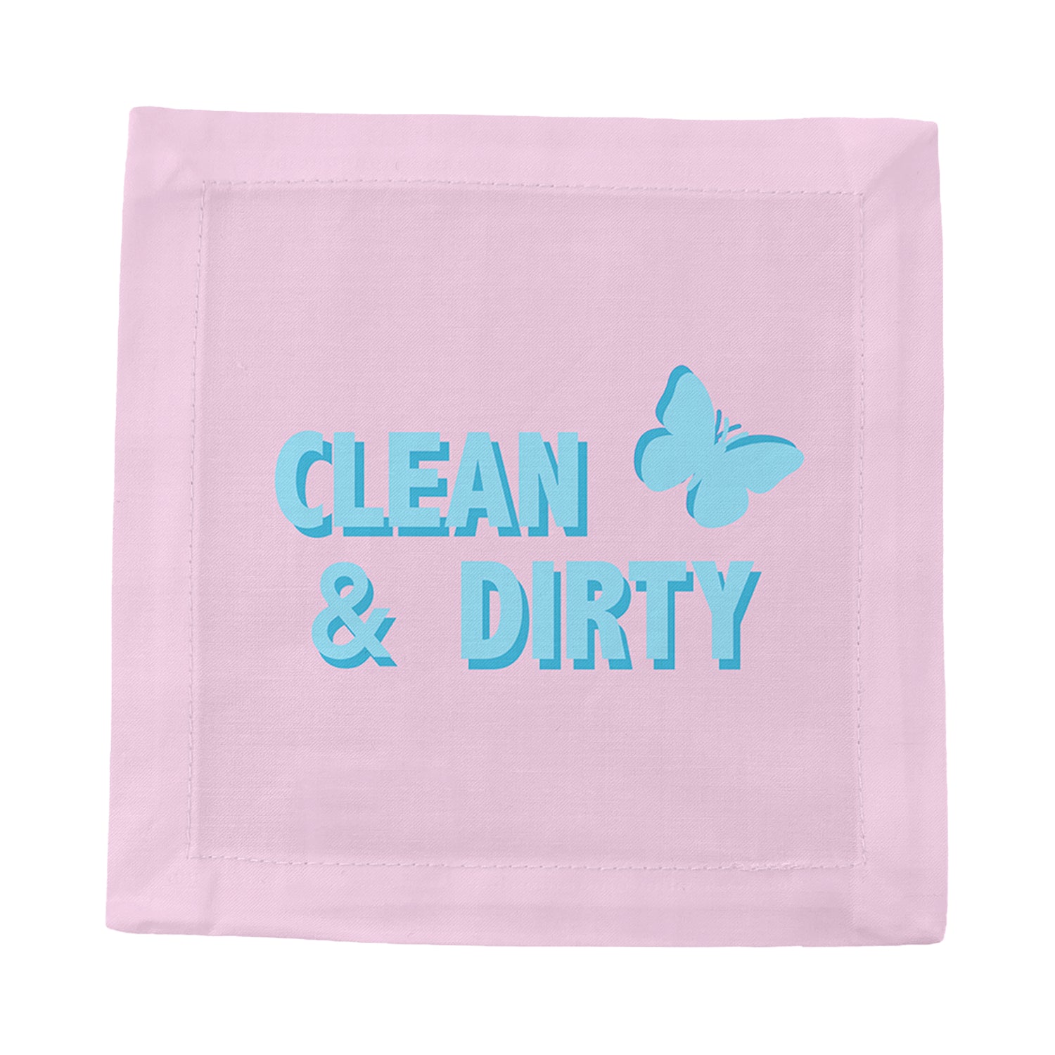 Clean And Dirty Pale Pink Blue Cotton Sateen Cocktail Napkins - nicolettemayer.com