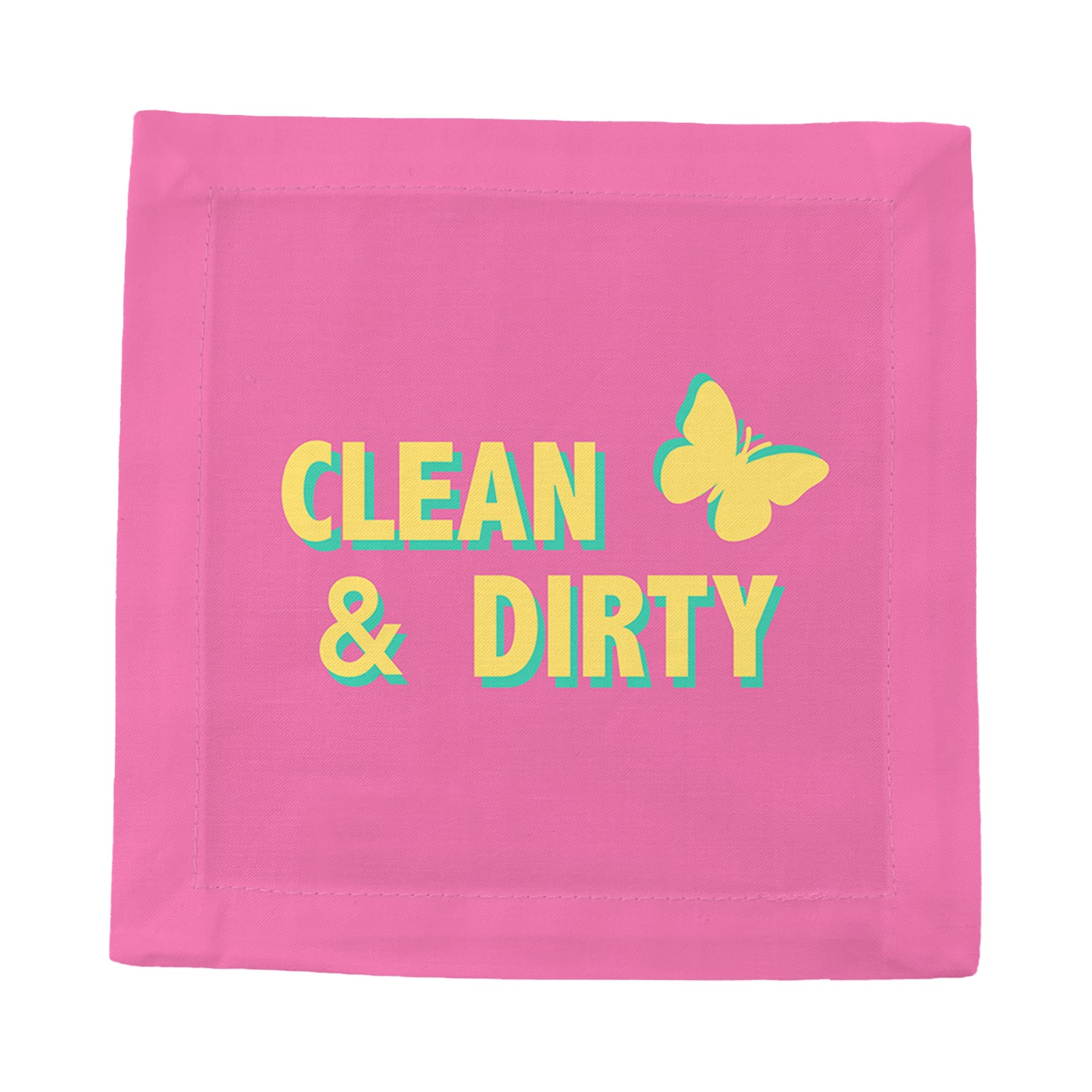 Clean And Dirty Pink Yellow Cotton Sateen Cocktail Napkins - nicolettemayer.com