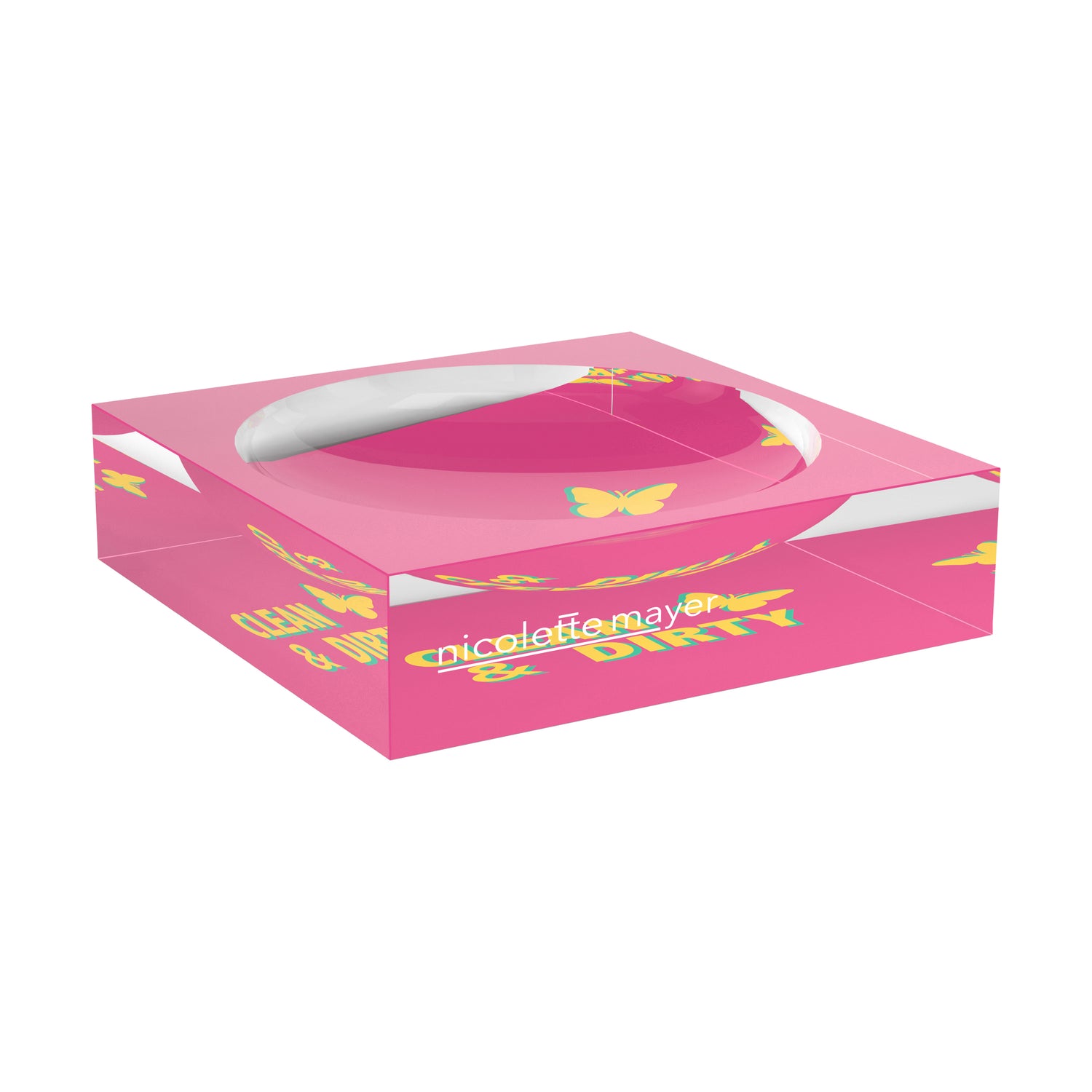 Canasta Clean And Dirty Pink Yellow Candy Catchall Dish