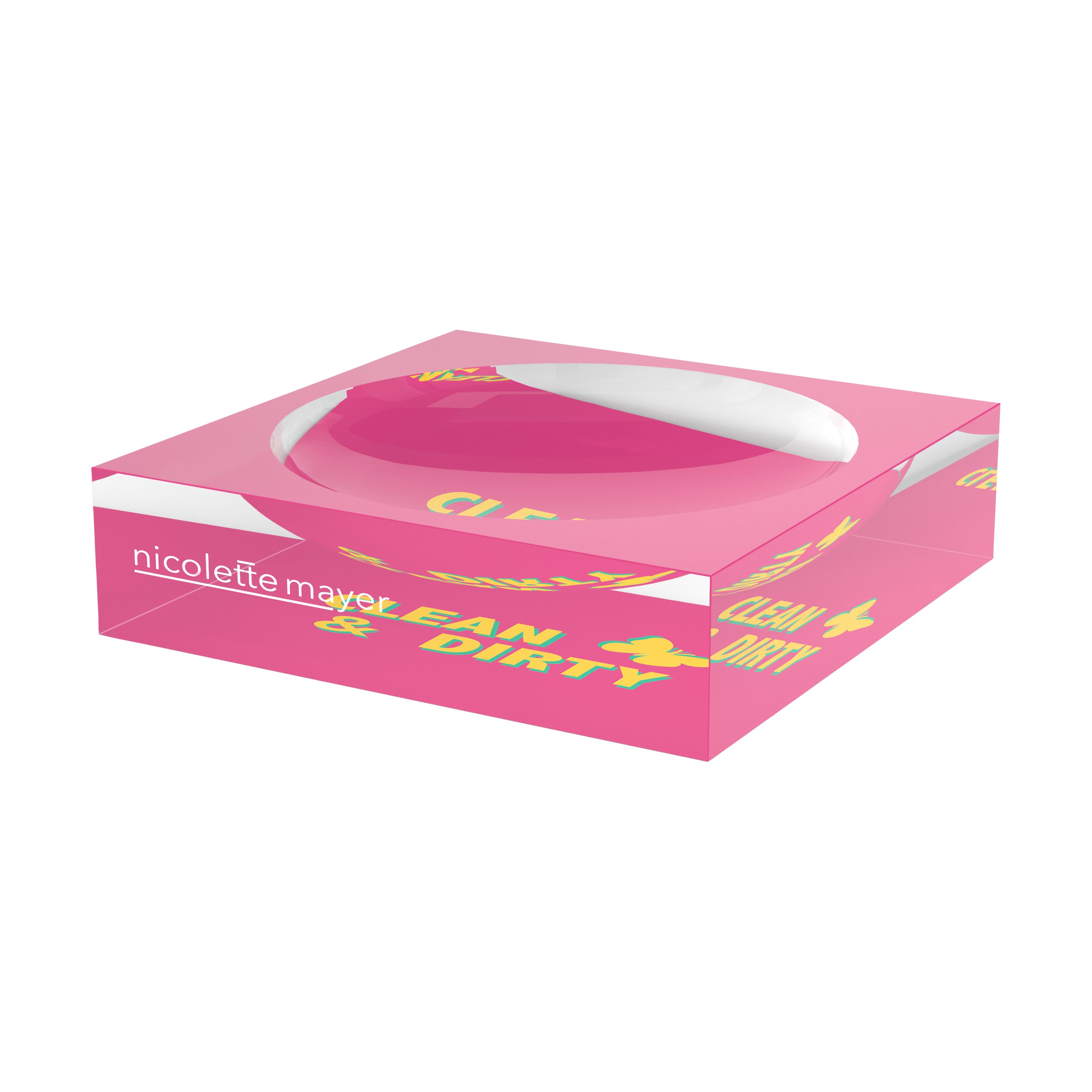 Canasta Clean And Dirty Pink Yellow Candy Catchall Dish
