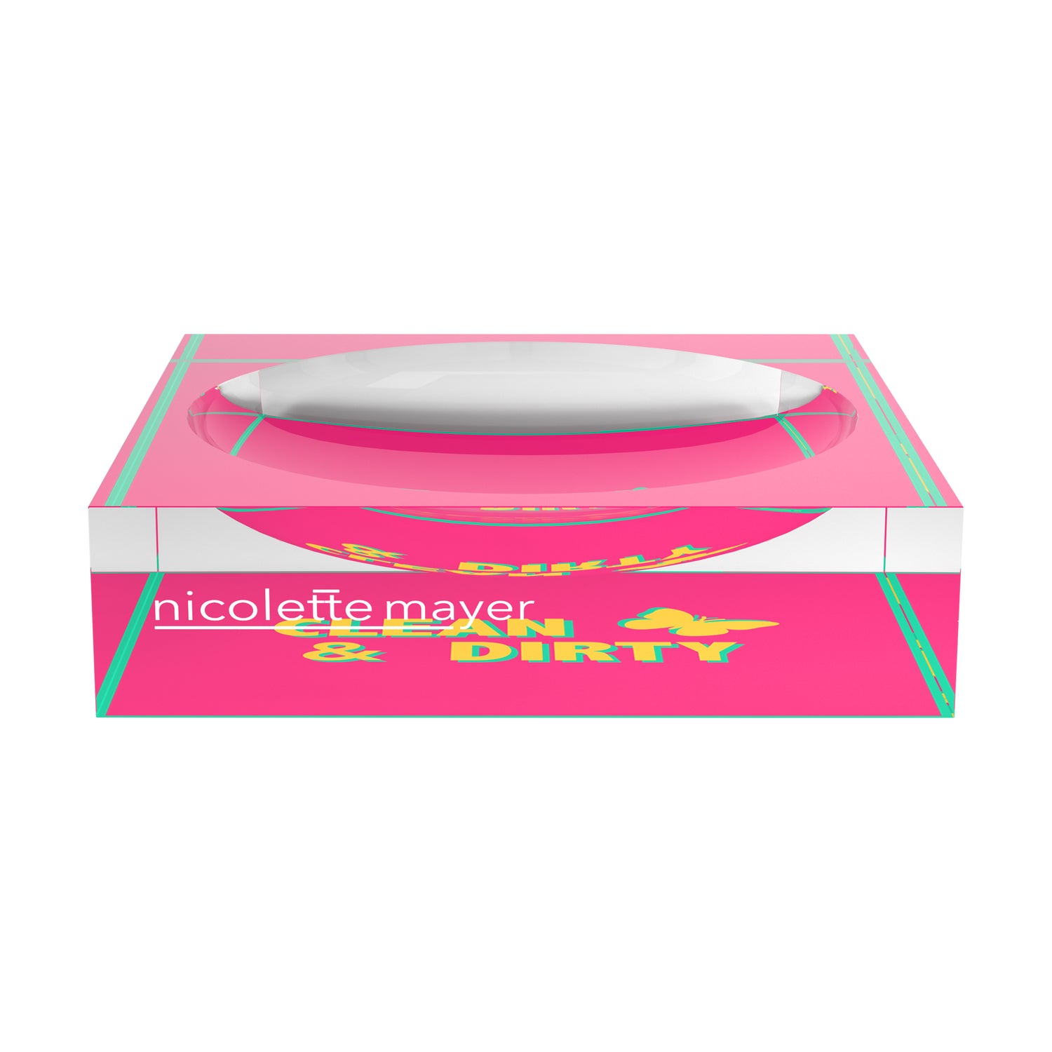 Canasta Clean And Dirty Pink Yellow Acrylic Candy Catchall Dish