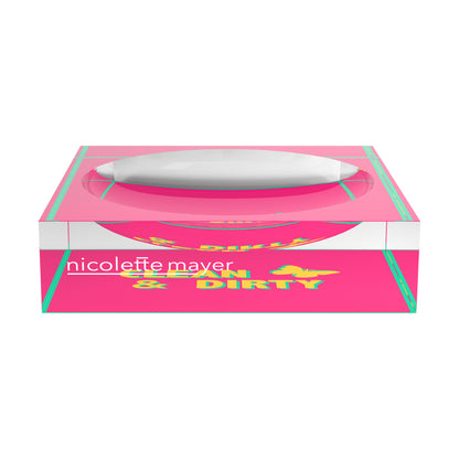 Canasta Clean And Dirty Pink Yellow Acrylic Candy Catchall Dish