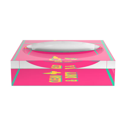 Canasta Clean And Dirty Pink Yellow Acrylic Candy Catchall Dish
