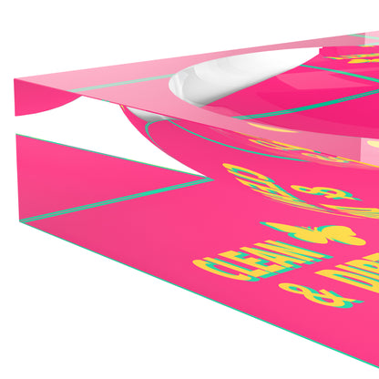 Canasta Clean And Dirty Pink Yellow Acrylic Candy Catchall Dish