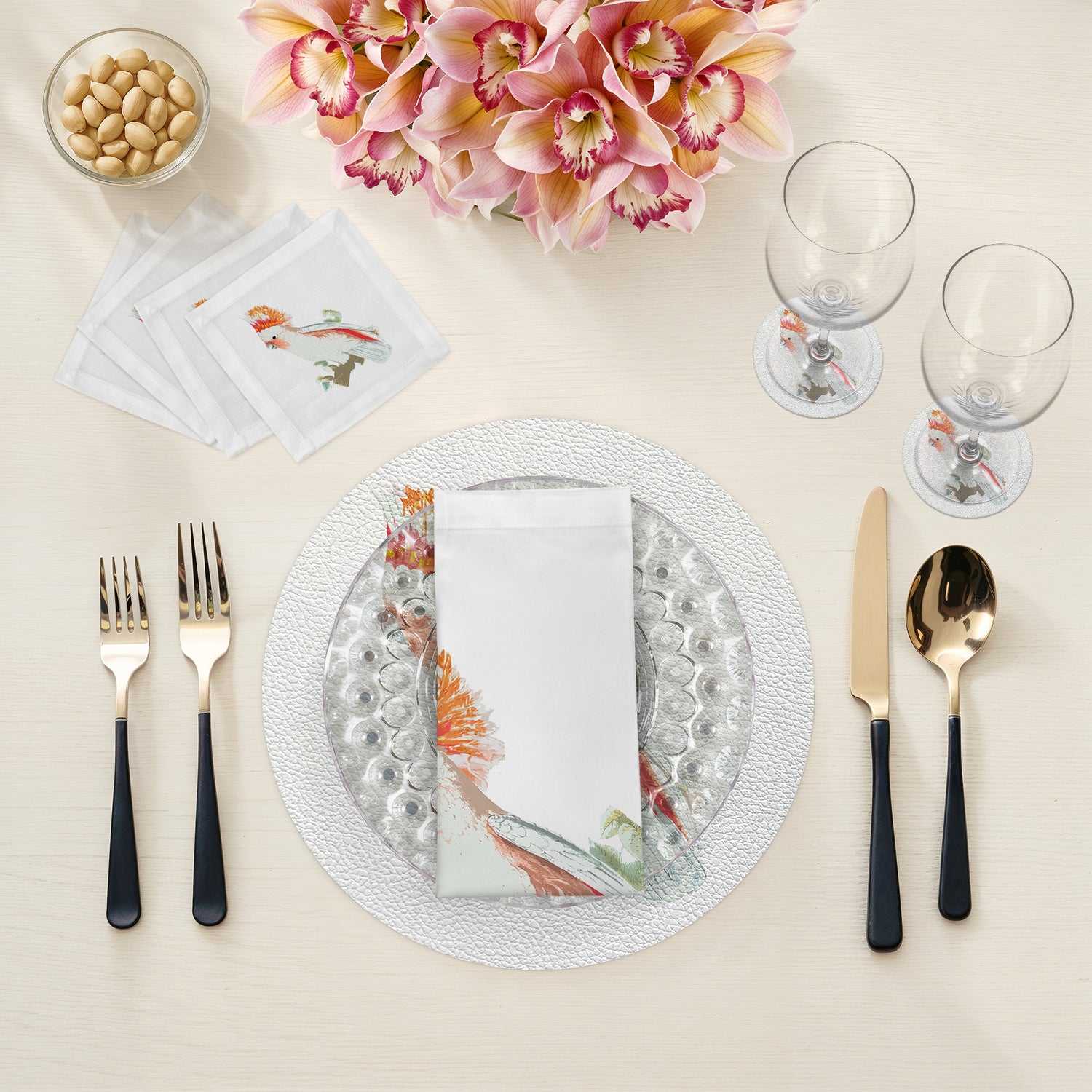 Cockatoo 4" Dinner Napkins- nicolettemayer.com
