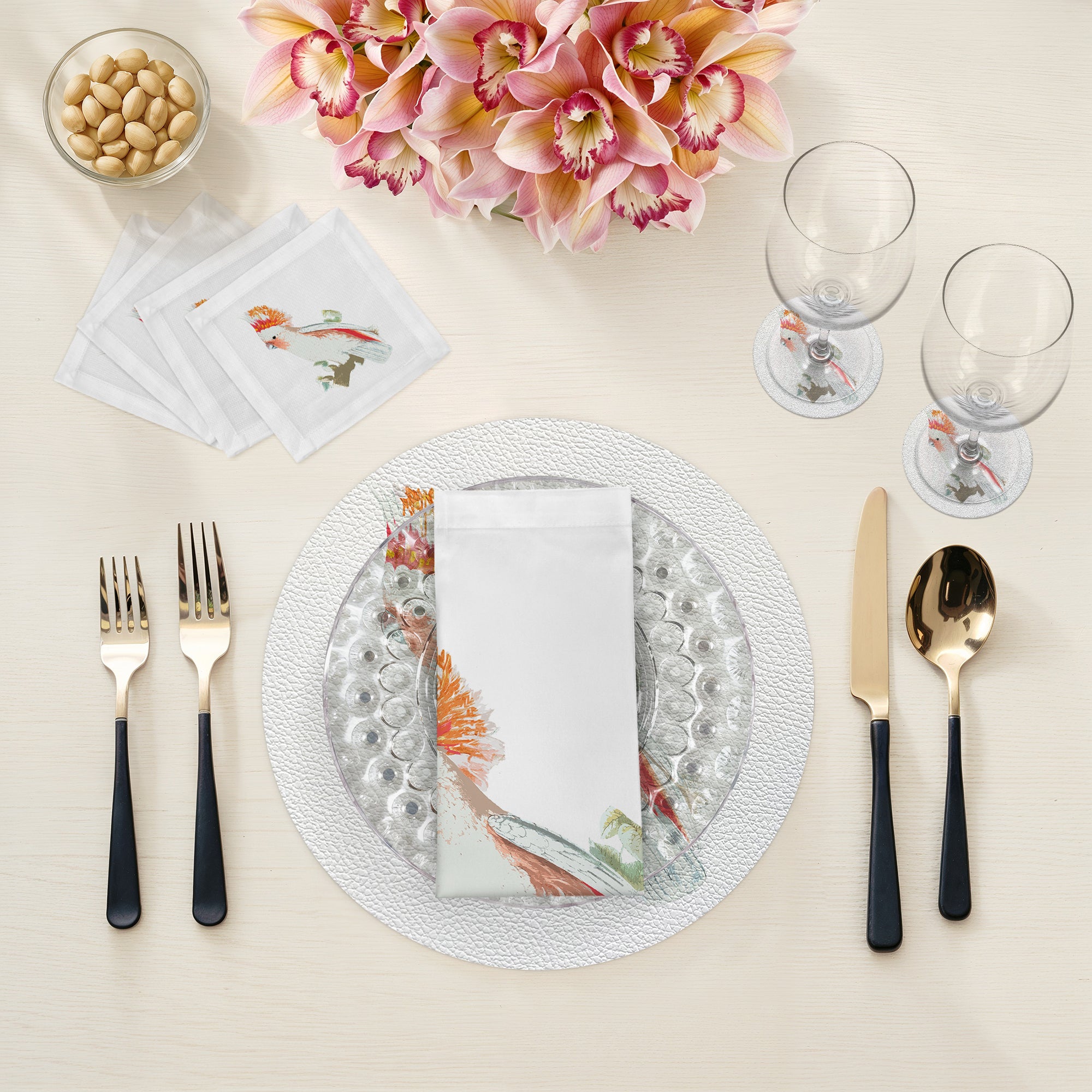 Cockatoo 4" Dinner Napkins- nicolettemayer.com
