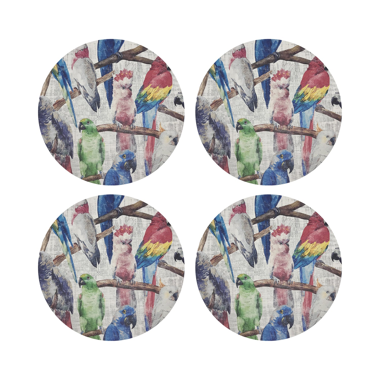 Cockatoo Fantasia 16&quot; Round Pebble Placemat, Set Of 4 - nicolettemayer.com