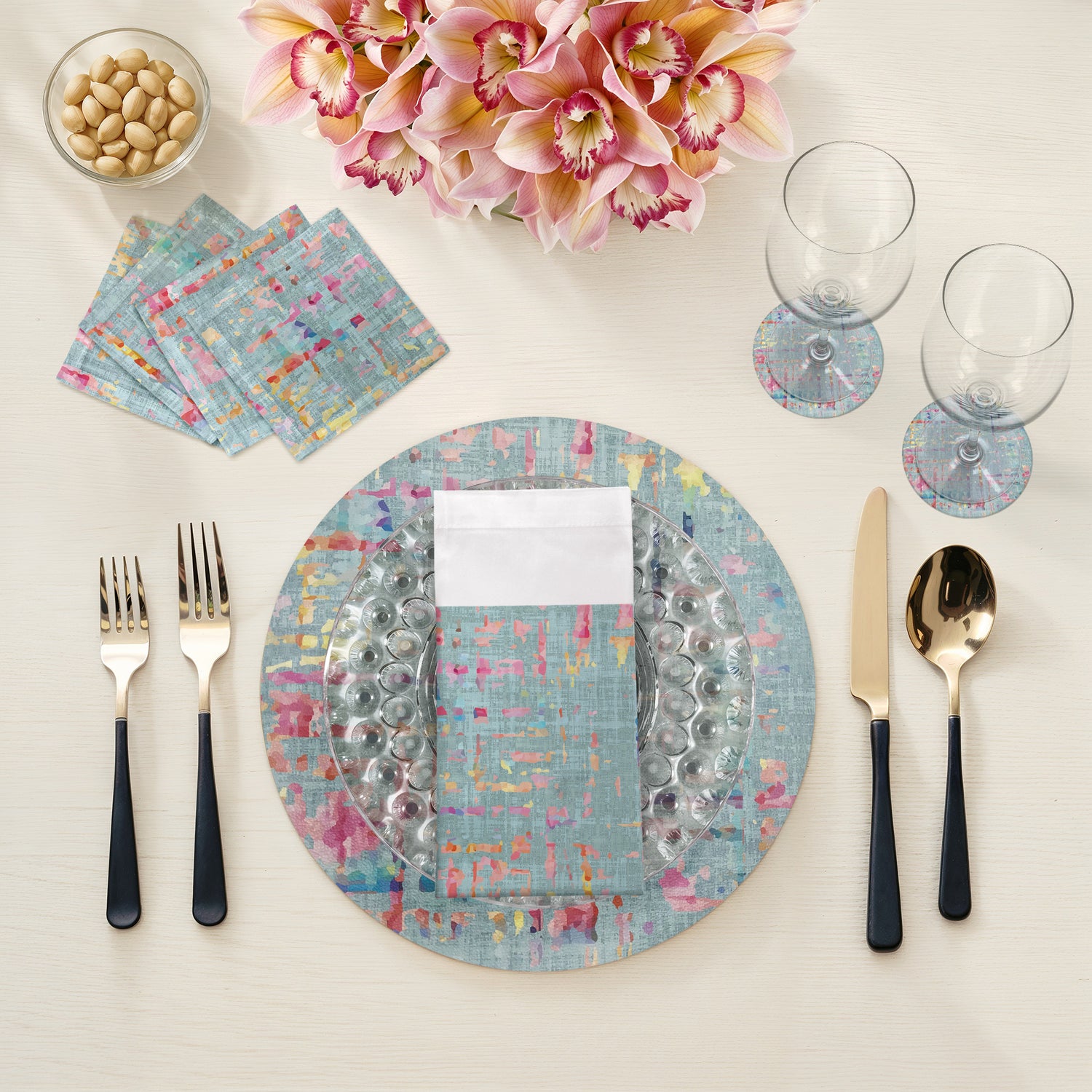 Sets de table ronds en galets Coco 16&quot;