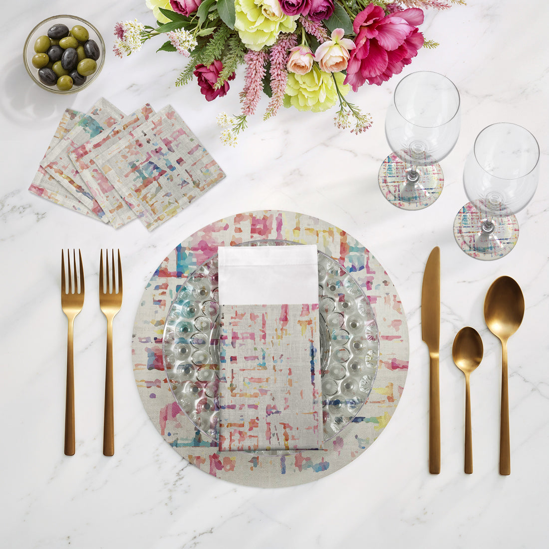Sets de table ronds en galets Coco 16&quot;