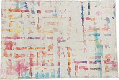 Tapis lavable en chenille crème coco