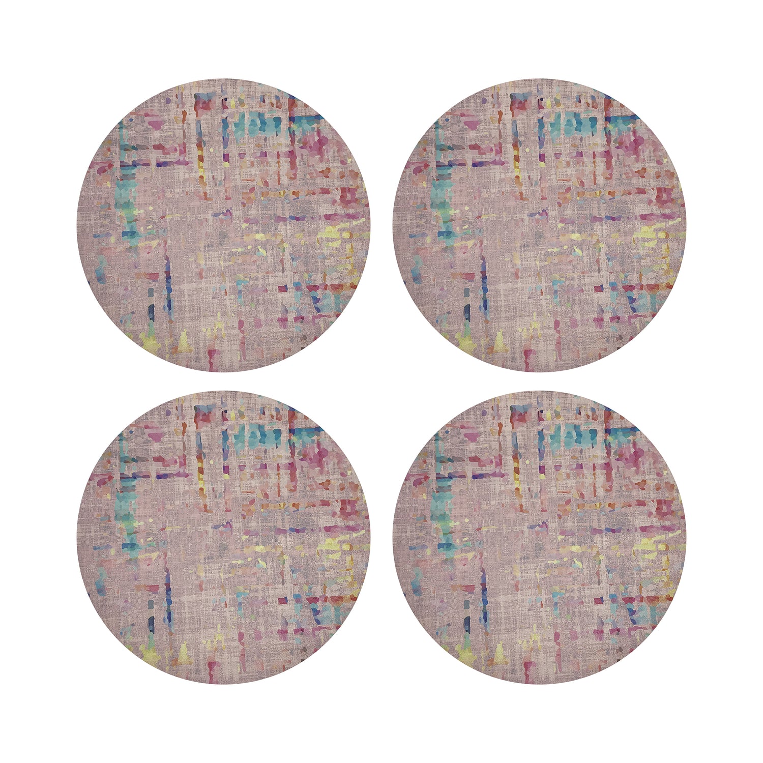 Coco Pink 16&quot; Round Pebble Placemats, Set of 4 - nicolettemayer.com
