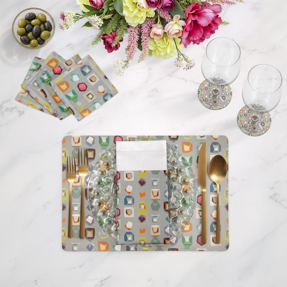 Sets de table rectangulaires en galets Color Pop 17,5 x 12 po