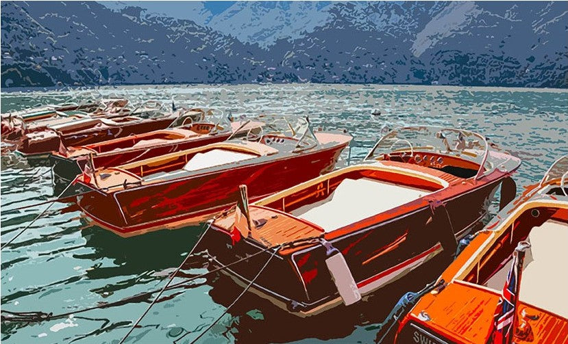 Como Boating – 24x36" Modern Acrylic Wall Art - nicolettemayer.com
