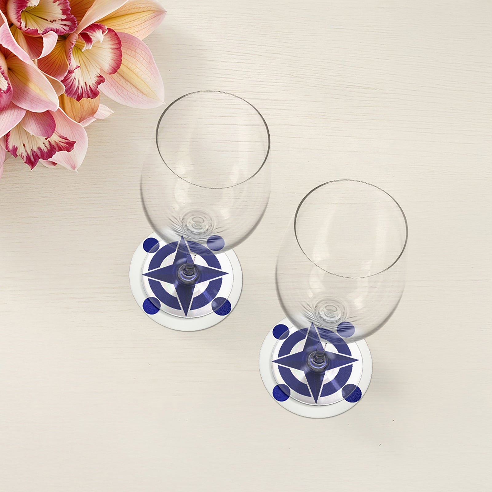 Constellations Coasters Constellations Compass Vegan Leather Round Coasters – nicolettemayer.com