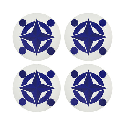 Constellations Compass Vegan Leather Round Coasters