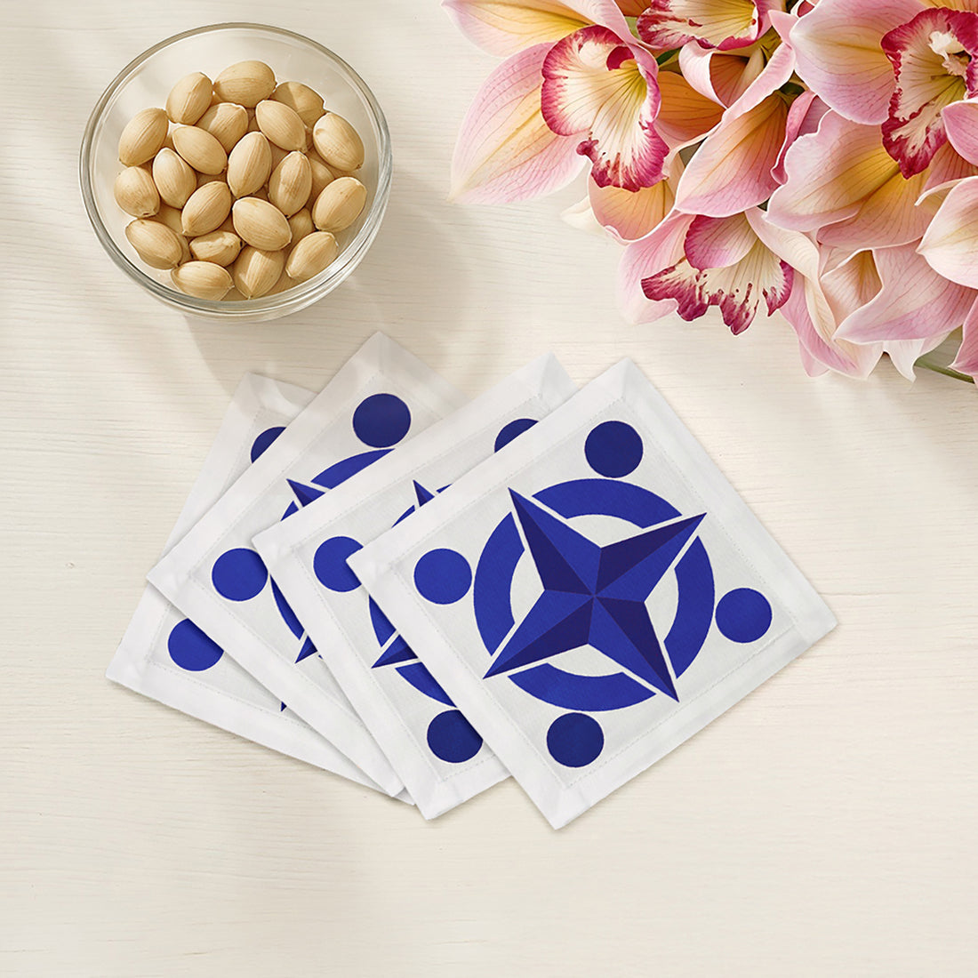 Constellations Compass Cotton Sateen Cocktail Napkins