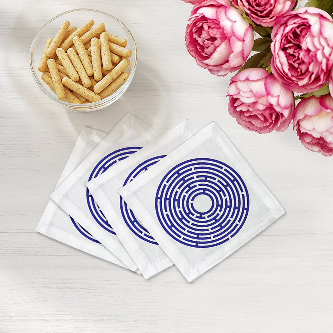 Constellations Maze Cotton Sateen Cocktail Napkins
