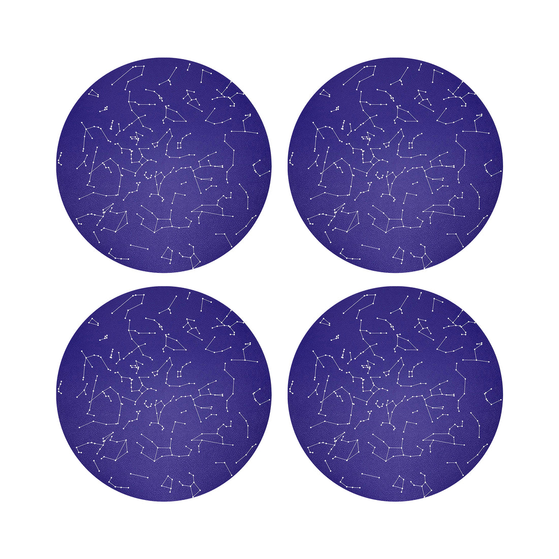 Constellations Stars Vegan Leather Round Coasters
