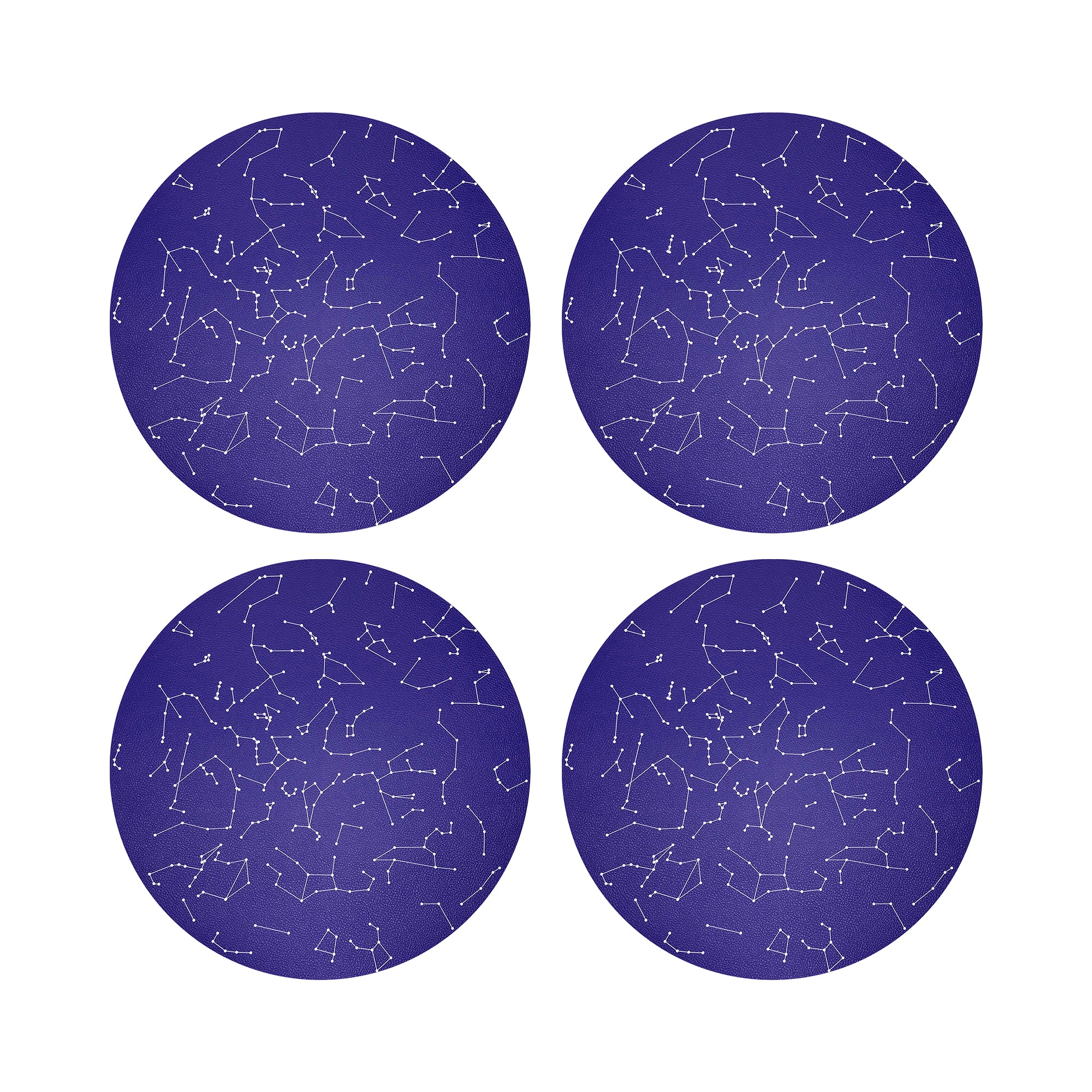 Constellations Stars Vegan Leather Round Coasters