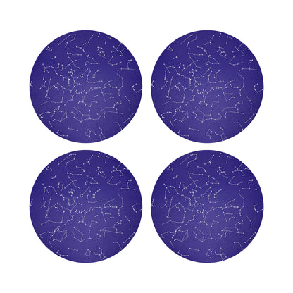 Constellations Stars Vegan Leather Round Coasters