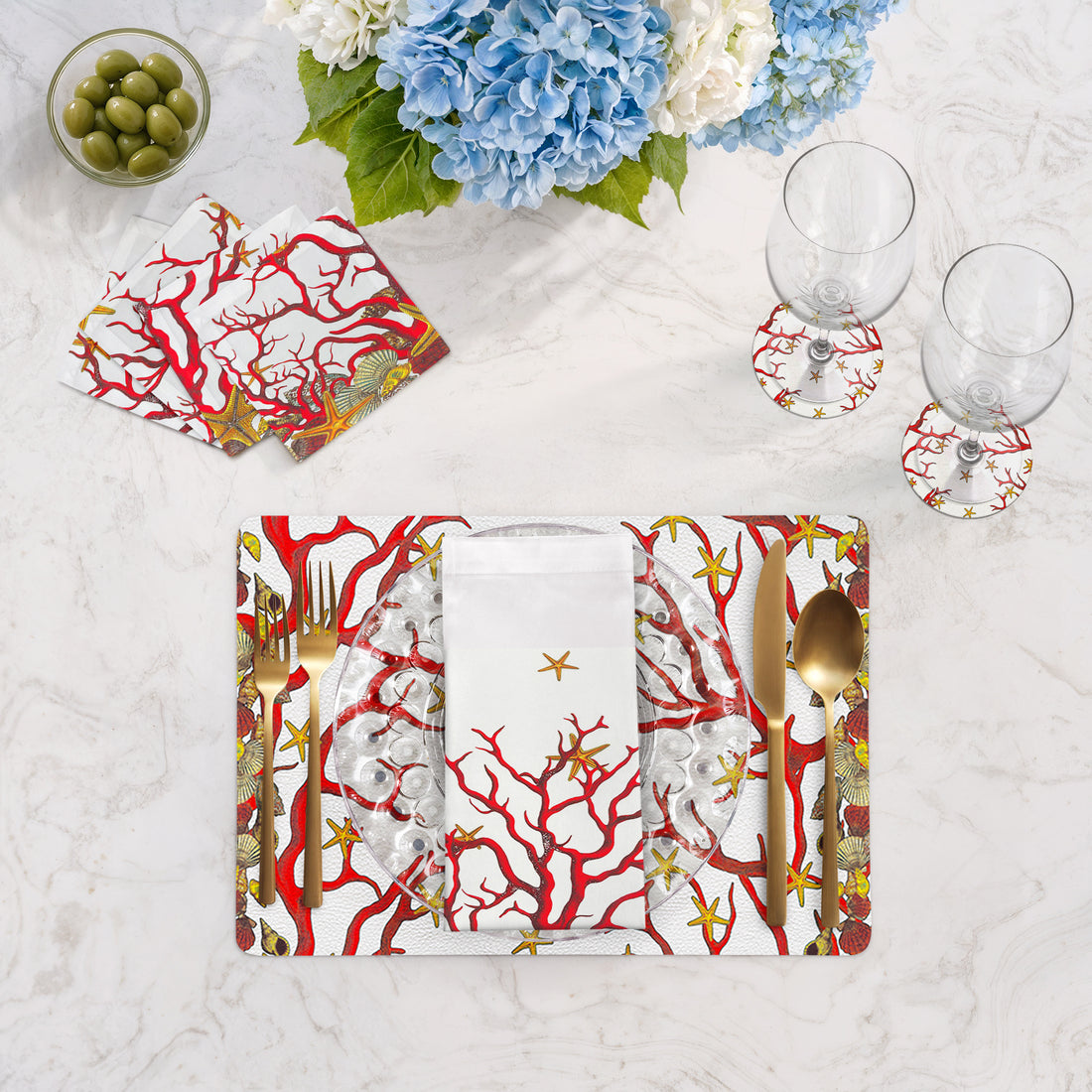 Coral Reef Vegan Leather Rectangle Pebble Placemat