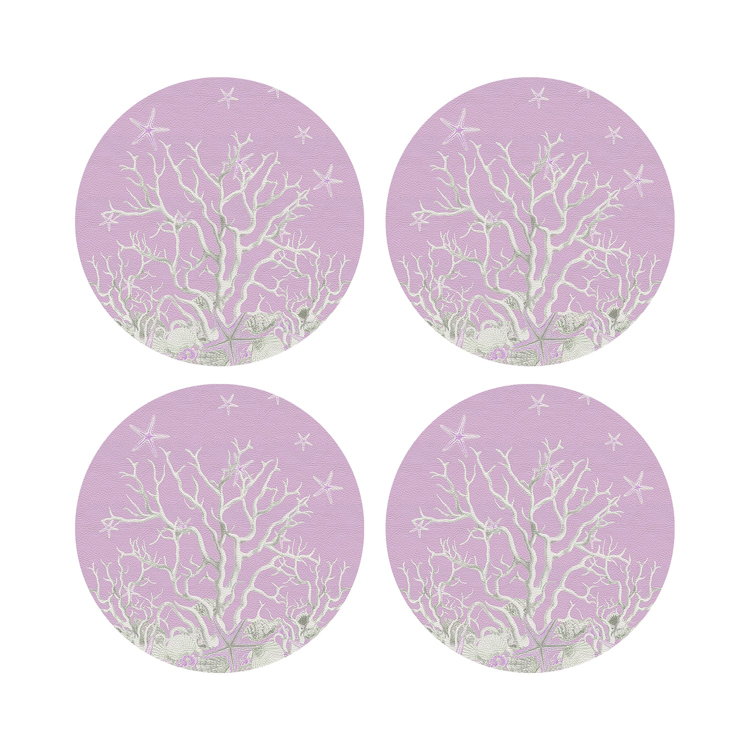 Coral Reef Lilac 16&quot; Round Pebble Placemats, Set of 4 - nicolettemayer.com

