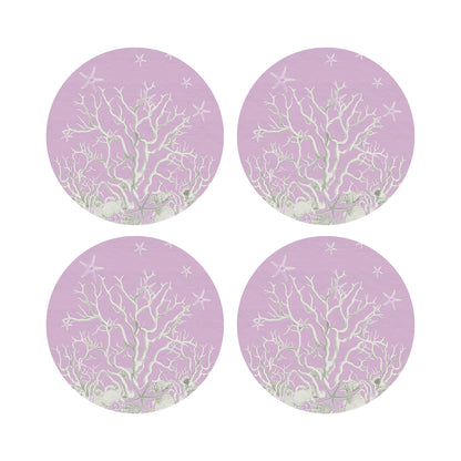 Coral Reef Lilac 16&quot; Round Pebble Placemats, Set of 4 - nicolettemayer.com
