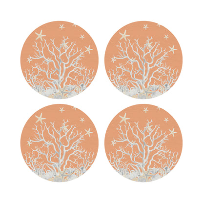 Coral Reef Peach 16&quot; Round Pebble Placemats, Set of 4 - nicolettemayer.com
