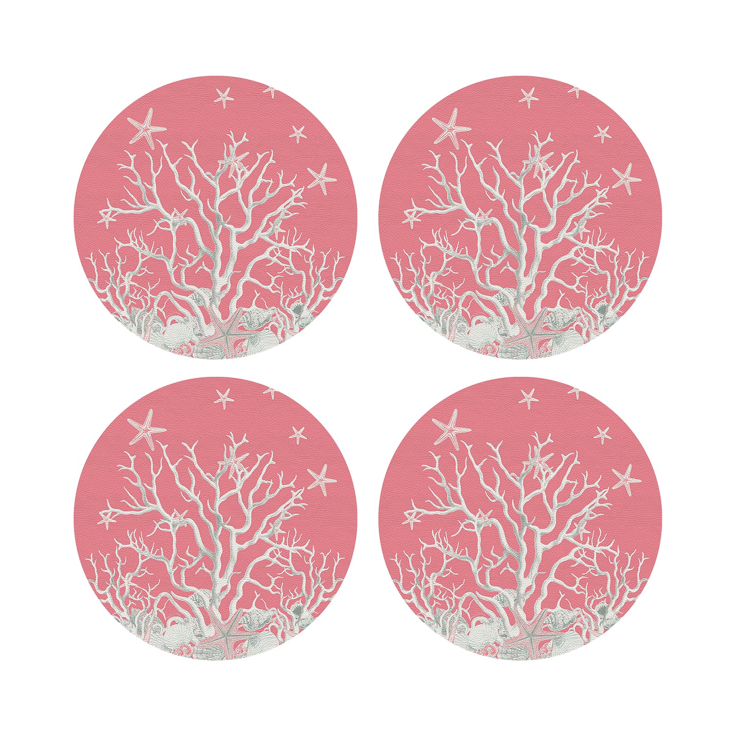 Coral Reef Pink 16&quot; Round Pebble Placemats, Set of 4 - nicolettemayer.com

