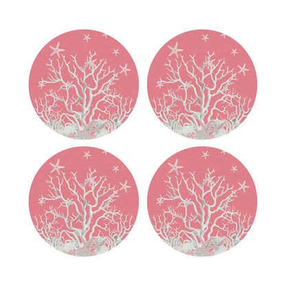 Coral Reef Pink 16&quot; Round Pebble Placemats, Set of 4 - nicolettemayer.com
